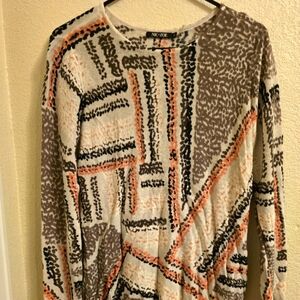 Sheer NIC+ZOE abstract long-sleeve blouse, size M, in great condition.